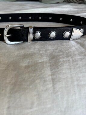 BEAUTIFUL BRAVE BLACK LEATHER AND SILVER STUD BELT - WORN ONLY TWICE